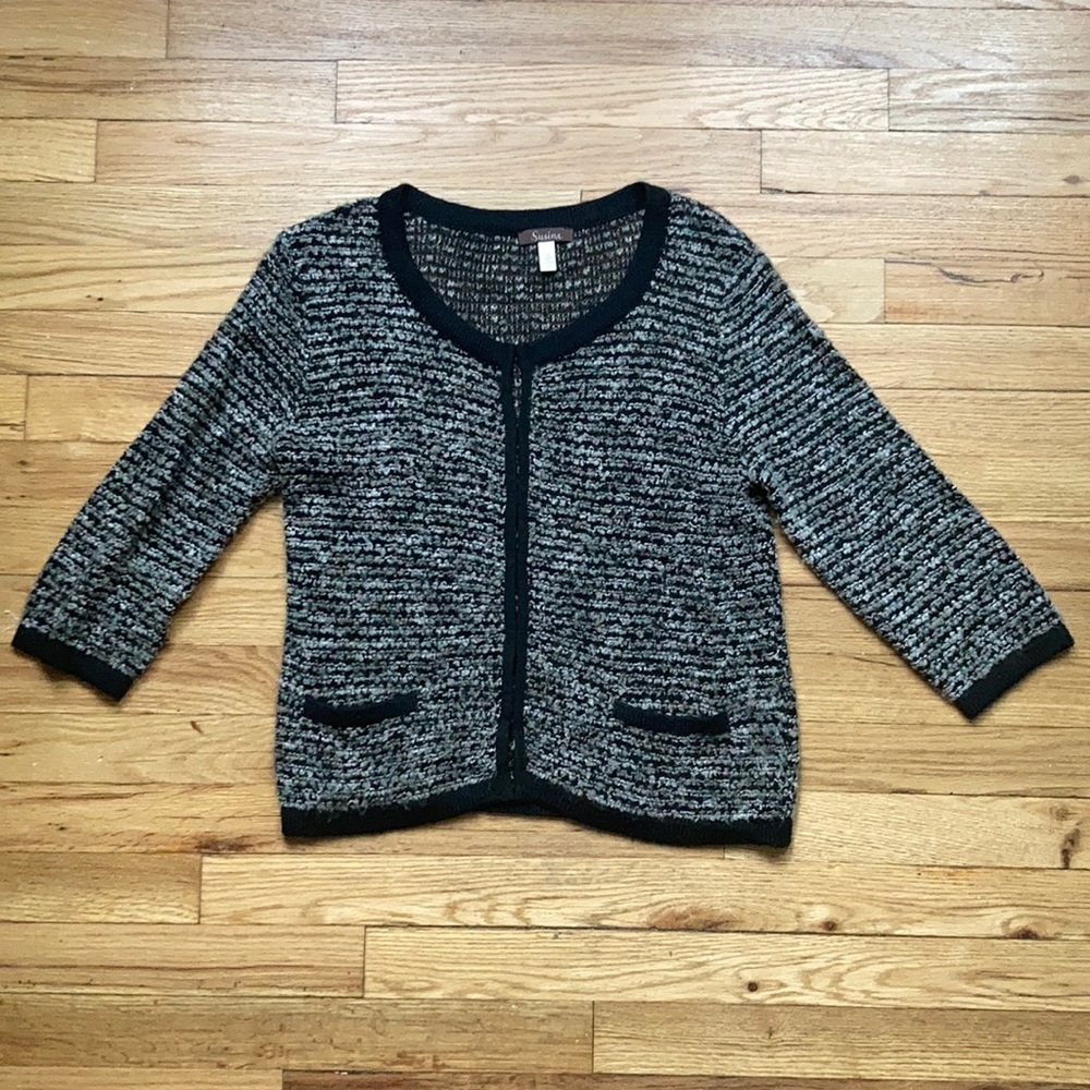 Susina fuzzy cardigan 3/4 cropped sleeves